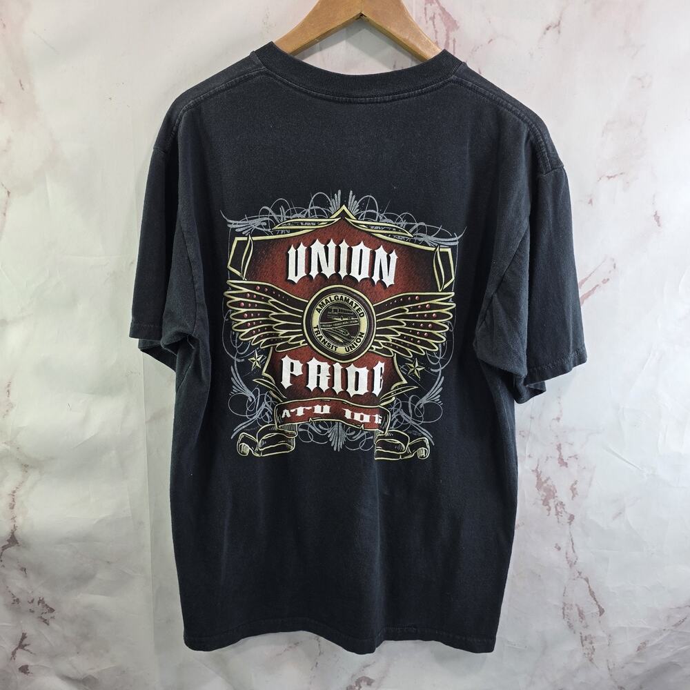 Union Pride T Shirt Mens Large Black UFCVV Local 1546 Transit Union Line Spokane